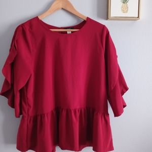 Fgd Women  Blouse M Pullover Top Shirt pre owned perfect Ruffles sleeves